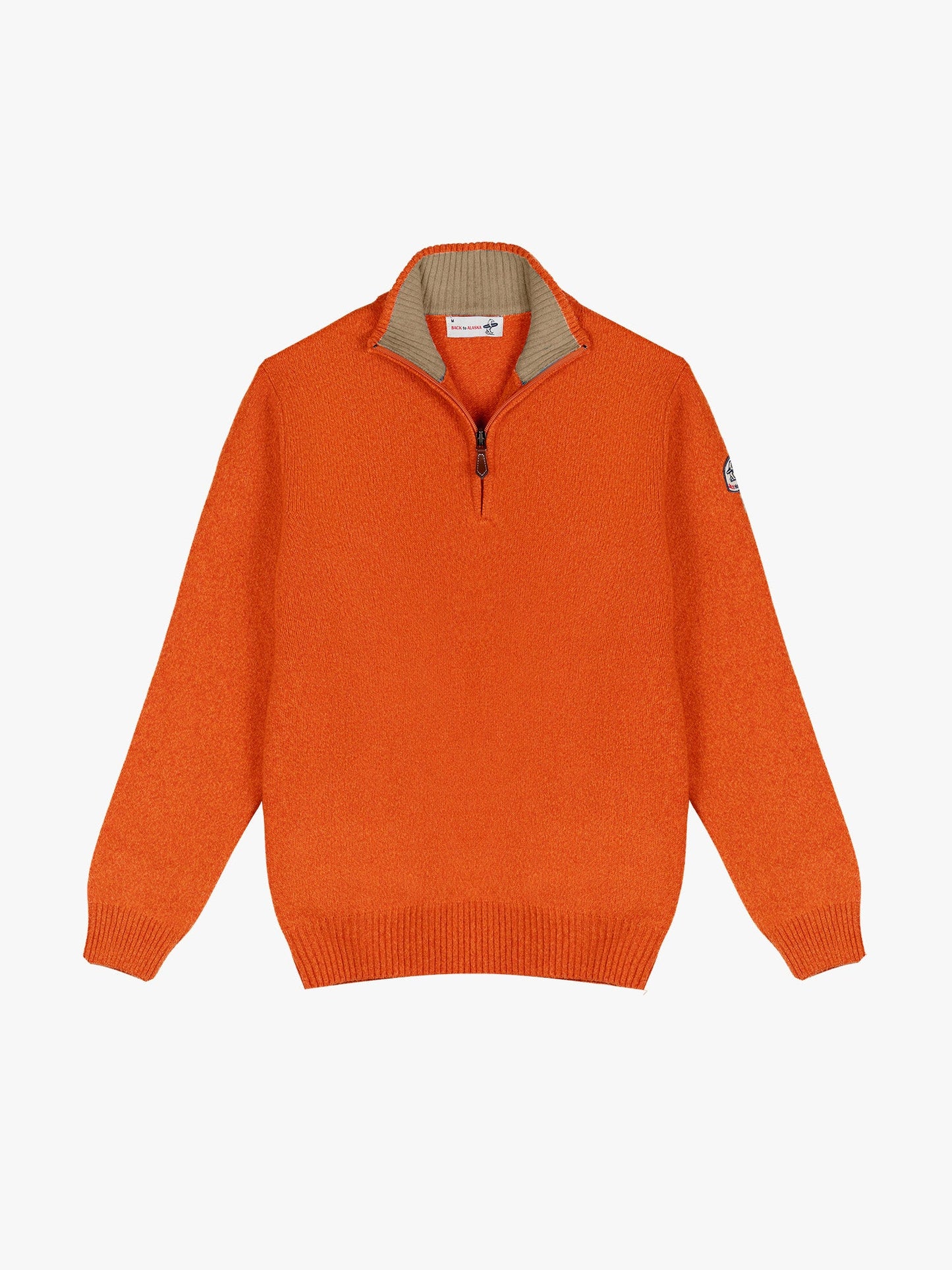 PULL COL MONTANT ZIP - ORANGE/CAMEL