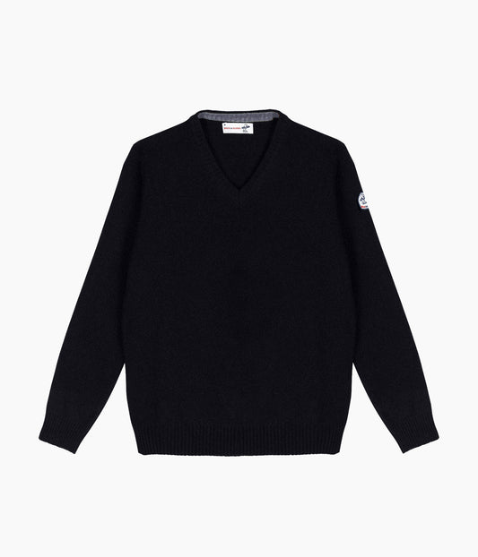 PULL COL V  - Marine/Gris