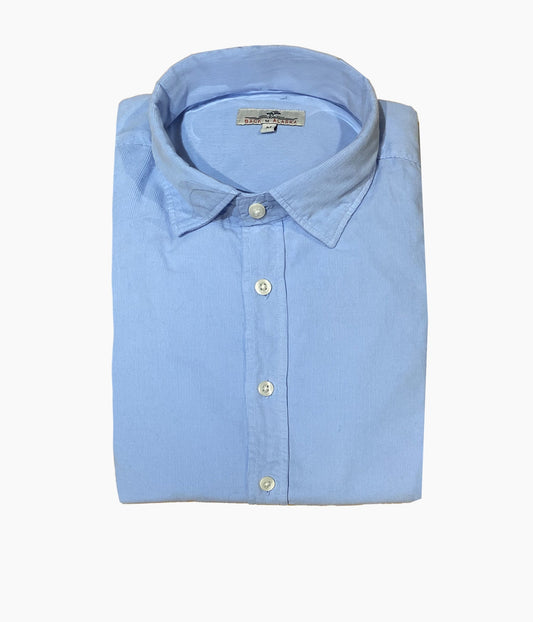 CHEMISE COL ITALIEN VELOURS - SKY