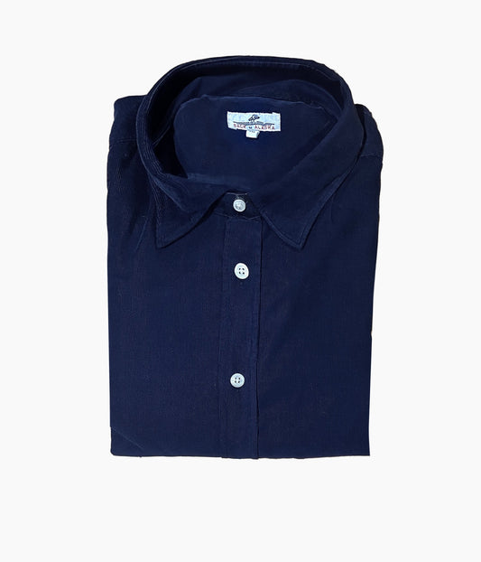 CHEMISE COL ITALIEN VELOURS - NAVY