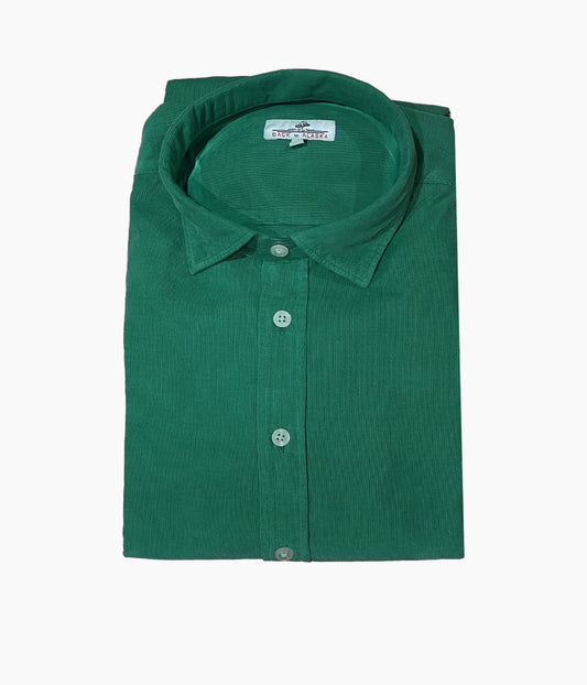 CHEMISE COL ITALIEN VELOURS - VERT